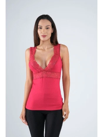 Derin V Yaka Dantelli Kadın Atlet Defnem 5215