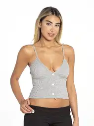 Düğmeli Fitilli Pedli Kadın Crop Defnem 8100