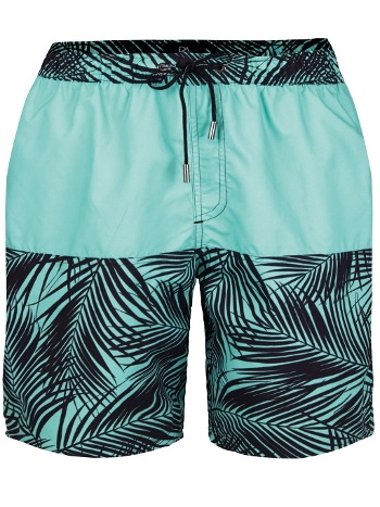Polyester Turkuaz Palmiye Desenli Uzun Şort Doreanse 3824