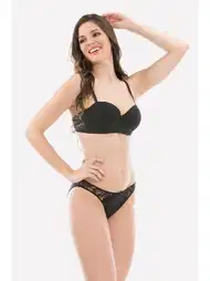 Hafif Destekli Straplez Sütyen Külot Takım Siyah NBB 4691