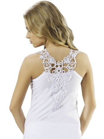 Pamuklu Güpür Detaylı Kadın Atlet HMD 2410