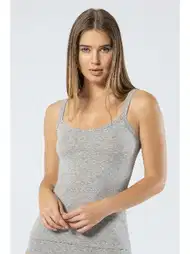 Likralı Pamuklu Askılı Atlet Gri Türen 914