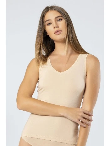 Pamuklu Nefes Alabilen V Yaka Kadın Atlet Türen 913 - 2