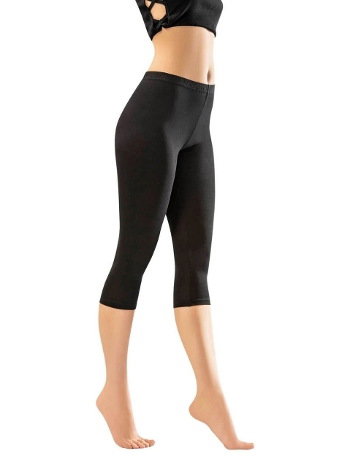 Yüksek Bel Düz Kapri Tayt Siyah Kota 4005