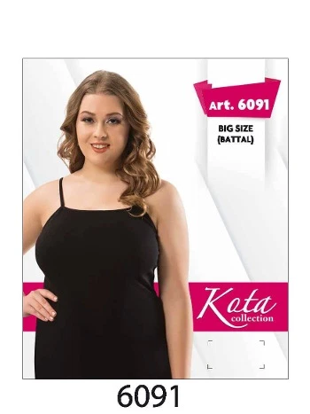 Büyük Beden Pamuklu İp Askılı Kadın Atlet Kota 6091 - 2