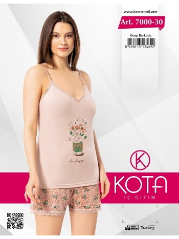 İnce Askılı Şortlu Kadın Pijama Takımı Kota 7000