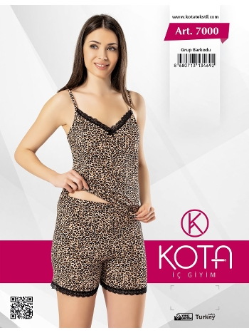 Leopar Desenli Pamuklu Şortlu Pijama Takımı Kota 7000