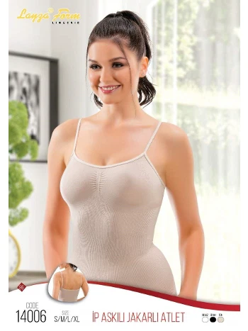 Jakarlı İnce Askılı Kadın Atlet Pamuklu Liza 14006 - 2