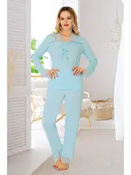 Mavi Penye Pijama Takımı Sistina 1631
