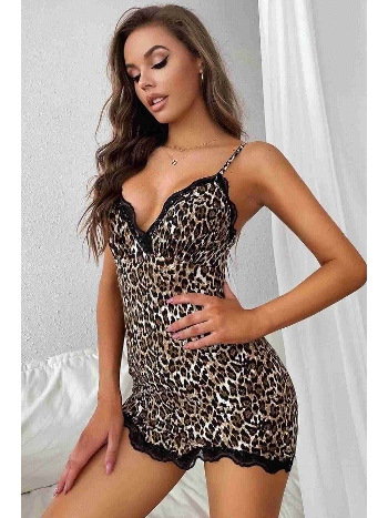 Merry See Şık Leopar Gecelik Çok Renkli MS2207