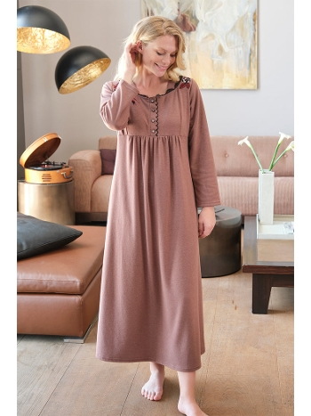 Nakışlı Büyük Beden Lohusa Gecelik Bone 5514