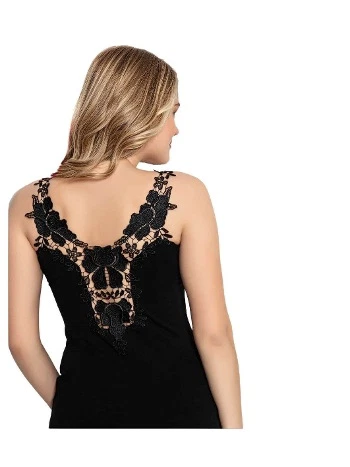 Pamuklu Güpürlü Kadın Atlet Siyah Polkan 2309