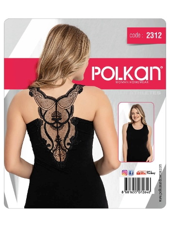 Sırtı Güpürlü Pamuklu Kadın Atlet Polkan 2312