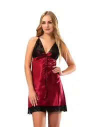 Saten Yırtmaçlı Saten Gecelik Sistina 348