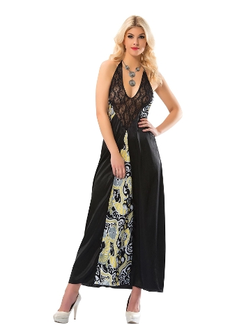 Saten Dantel Biye Tek Parça Gecelik Sistina 086