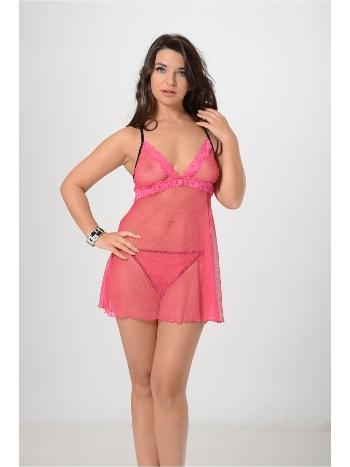 Tül ve Likra Detaylı Fantazi Gecelik Takım Sistina 654