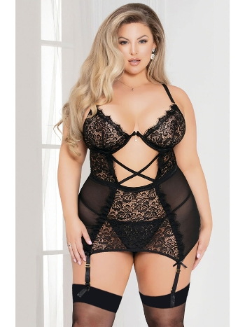 Siyah Dantel Detaylı Ayarlanabilir Jartiyer Takım For Dreams 8312