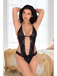 Siyah Dantel Tek Parça Bodysuit Sistina 939