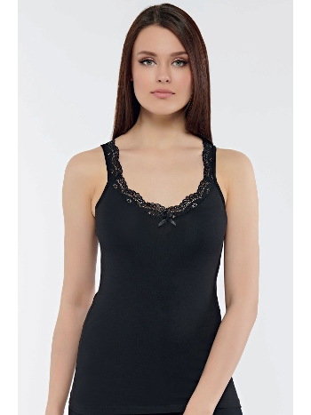 Siyah Geniş Dantel Askılı Güpürlü Kadın Atlet Kolcu 2591