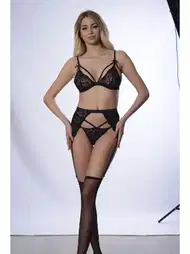 Siyah Jartiyer Kemeri Ayarlanabilir Klips Sistina 1035