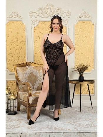 Siyah Transparan Dantel Gecelik Lily Bianca 6042