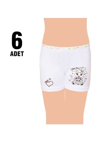 %100 Pamuklu Esnek Lastikli Kız Çocuk Boxer Şort Tutku 0181