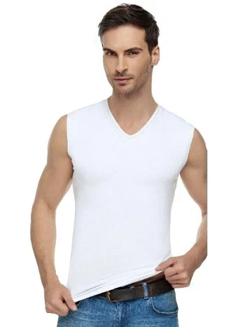 Pamuklu Ribana V Yaka Sıfır Kol Atlet Tutku Elit 1305 - 2