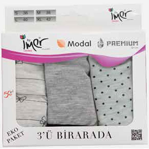 Yüksek Pamuk Oranlı 3'lü Slip Külot İMER 4501 - 2