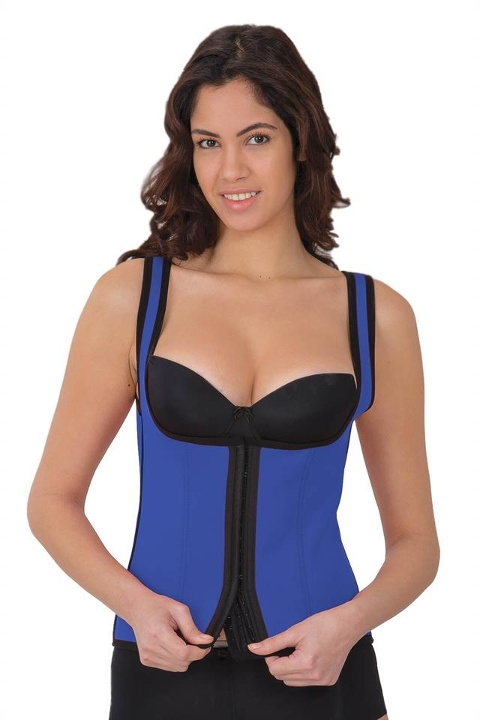 Agraflı Göğsü Açık Korse Yüksek Bel Emay 9173 - Mavi