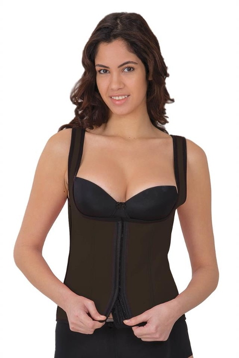 Agraflı Göğsü Açık Korse Yüksek Bel Emay 9173 - Kahve