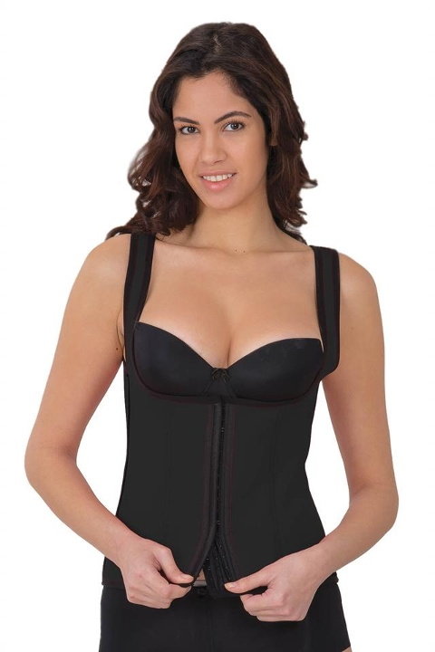 Agraflı Göğsü Açık Korse Yüksek Bel Emay 9173 - Siyah
