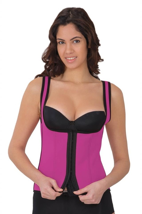 Agraflı Göğsü Açık Korse Yüksek Bel Emay 9173 - Fuşya