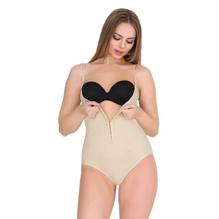 Agraflı Dikişsiz Korse Siyah Kadın Body Form Time 9105 - Ten