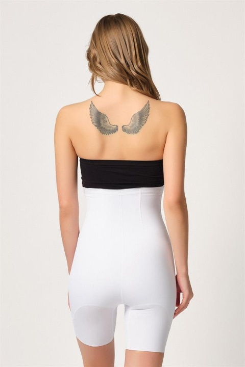 Yüksel Bel Agraflı Uzun Paçalı Korse Emay 2832 - Beyaz