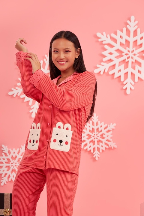 NBB Ayıcık Desenli Pamuklu Kadın Pijama Takımı NBB 67630 - Görsel 2