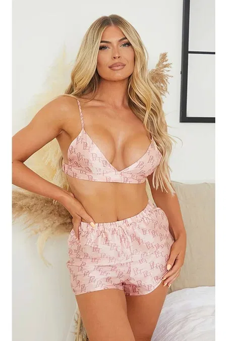Hafif Pamuklu Babydoll Şort Takım For Dreams 8327 - Pembe