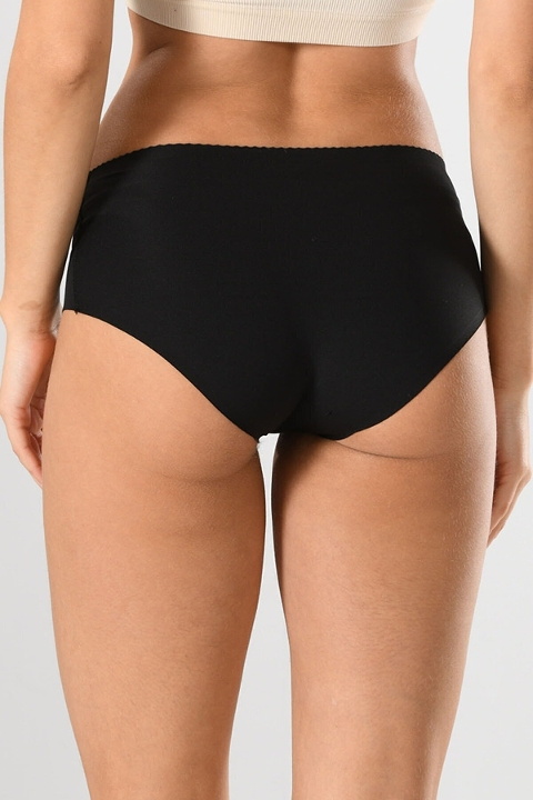 Yüksek Bel Lazer Kesim Silikonlu Külot Miss Fit 12596 - Siyah