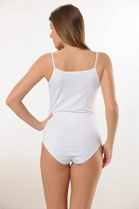 Pamuk İnce Askılı Çıtçıtlı Body HMD 3001 - Beyaz