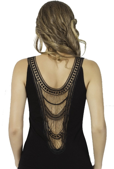 Siyah Likralı Dantelli Atlet HMD 2455 - Siyah