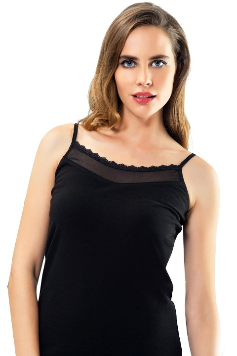 Pamuklu Nefes Alan Likralı Atlet HMD 2439 - Siyah