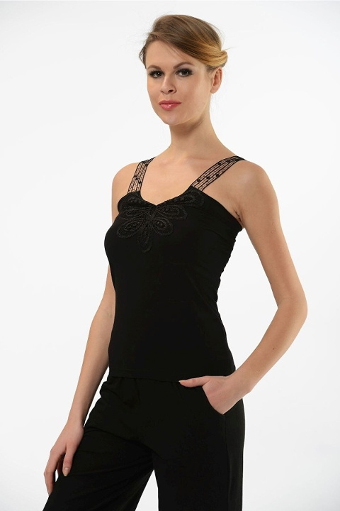 Pamuklu Nefes Alan Esnek Atlet HMD 2445 - Siyah