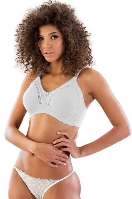 Dantel Detaylı Pamuk D Cup Toparlayıcı Sütyen Emay 112 - Beyaz