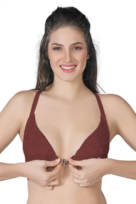 Önden Açılır Balenli Hafif Kompresyon Sporcu Sütyen Emay 187C - Bordo