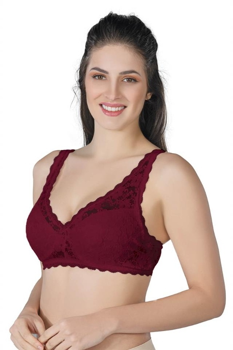 Full Cup Dantelli Pedli Toparlayıcı Sütyen Emay 188 - Bordo