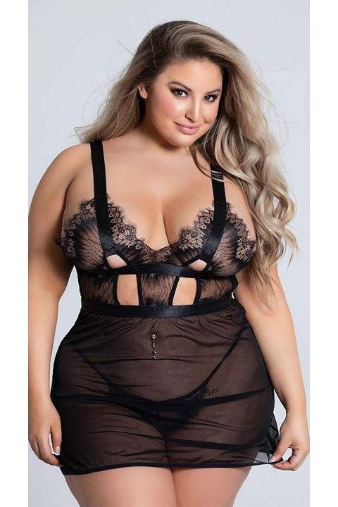 Büyük Beden Saten Askılı Fantezi Gecelik For Dreams 8302