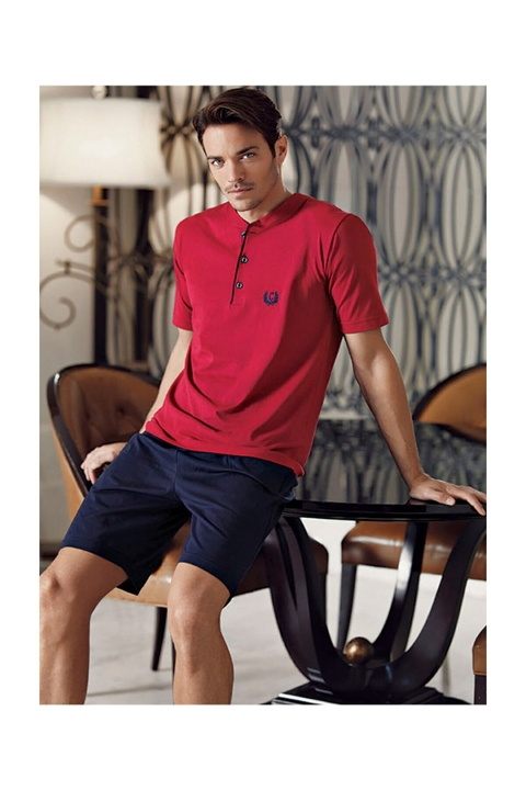 Ekru ve Pembe Renkli 3'lü Pijama Takımı Perin 1003 - Bordo