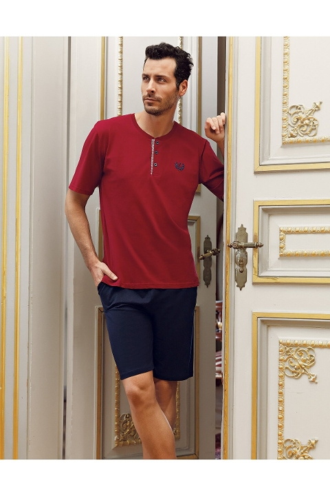 Ekru Pembe Renkli 5Li Pijama Robdöşambır Seti Perin 1090 - Bordo