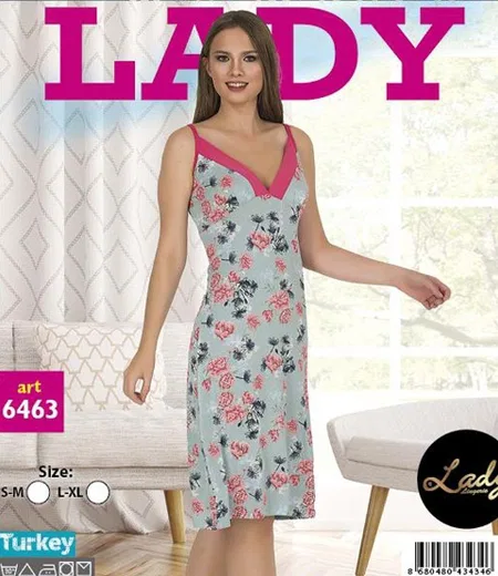 Lady Çiçek Desenli Pamuklu Likralı Kadın Gecelik Lady 6463