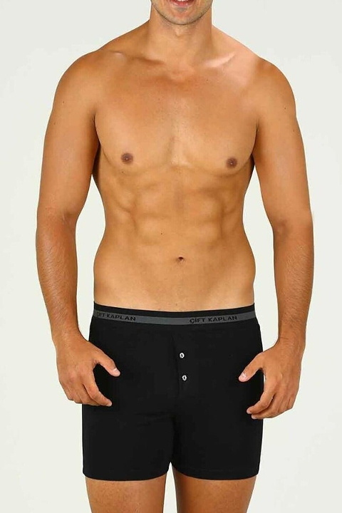 Pamuklu Elastan Dikişli Boxer Çift Kaplan 880 - Siyah