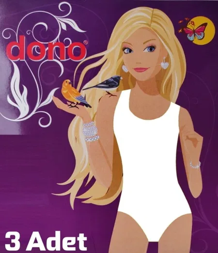 Kalın Askılı Pamuklu Body 3 Adet Dono 3320 - Beyaz